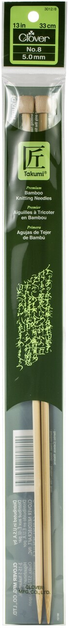 Takumi Bamboo Single Point Knitting Needles 13" To 14"-Size 8/5mm